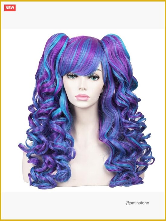 Long Curly Cosplay Wig with 2 Detachable Ponytails, Heat Resistant main image 3